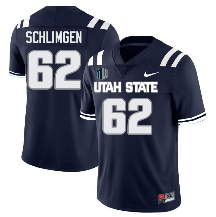 Utah State Aggies #62 Colton Schlimgen College Football Jerseys Stitched Sale-Navy